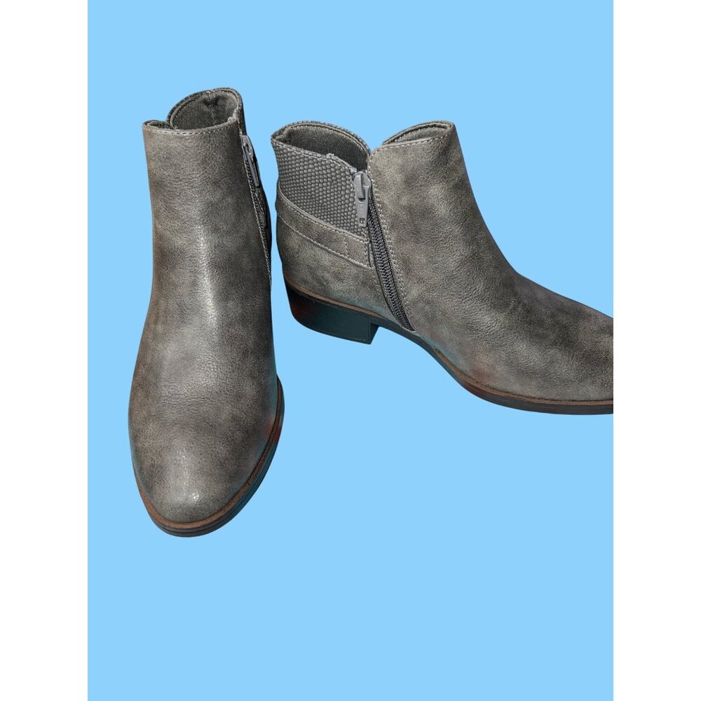 Baretraps Marconi Womens Ankle Boots Dark Grey 6M Faux Leather With Side Zippers
